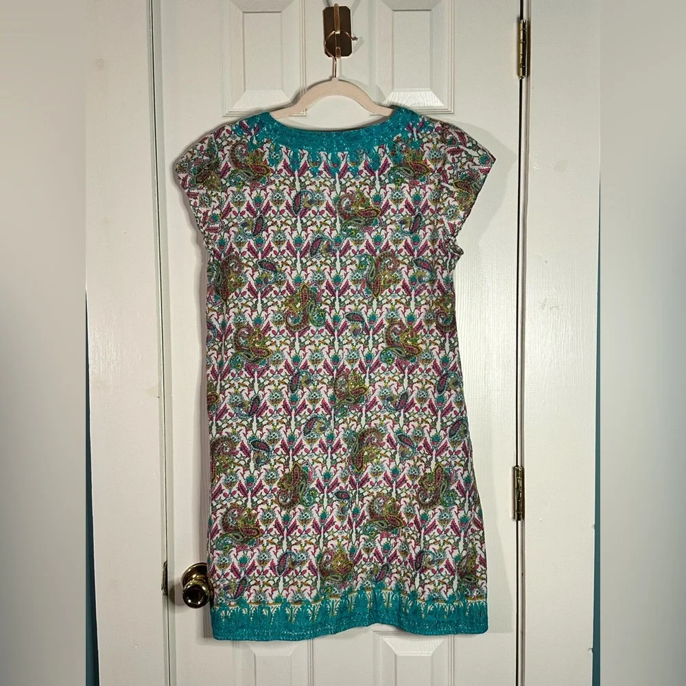 Calypso St. Barth Paisley Cotton Tunic Dress Embroidered Boho Beach Cover Up M - Picture 3 of 8